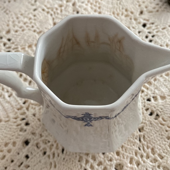 Castleton China Independence Ironstone White Blue Creamer and sugar set as is - Picture 7 of 10